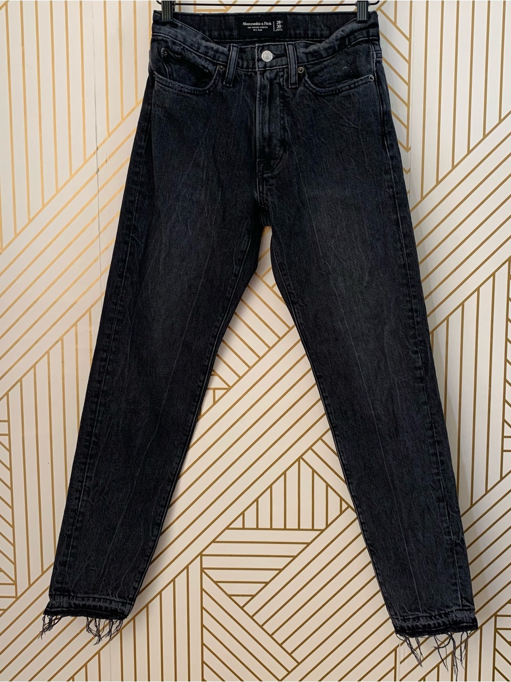 Abercrombie & Fitch 90's Slim Straight High Rise Black Jeans 28 W 30 L vintage